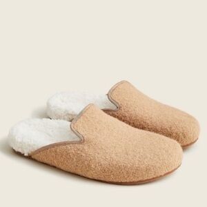 J. Crew camel tan felt cozy clog faux fur lined 9.5